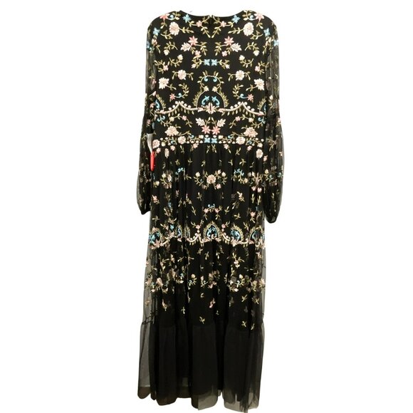 NEW Mac Duggal Embroidered Black Long Sleeve Formal Gown Maxi Dress - Picture 7 of 10